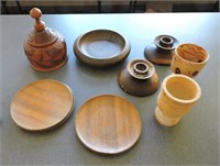 Wood Candlesticks, Small Wood Bowl, Etc