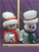 Pair of Homemade Snowman Christmas Decorations