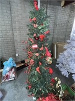 Skinny Christmas Tree ~5-1/2 ft With Cardinals