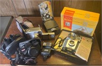 Vintage Cameras, Binoculars, Radio