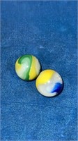 2 Akro Agate Popeyes marbles 11/16 plus mint