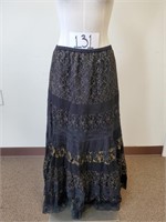 Vtg Women's Cache Black&Gold Bohemian Style Skirt