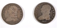 2-Bust Quarters: 1835-VG & 1837- G