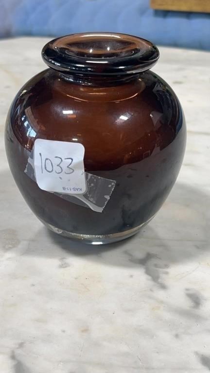 1996 Susan F. Ford Glass Smokey Brown Vase