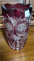 Royal Hapsburg Cranberry Cut to Clear Vase