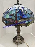 Dragon Fly Stained Glass Lamp 21x14 in