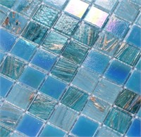 (10-Piece - 12.9" - Blue) Glass Mosaic