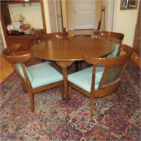 Mid Century Gaming Table & 4 Cane Back Chairs