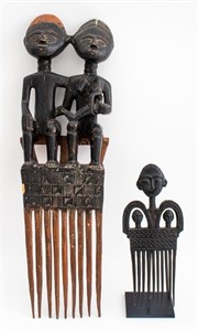 West African Carved Wood Comb, 2