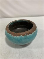 RUSTIC TURQUOISE WIDE VASE 8.5IN X 4.5IN