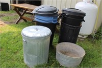 GARBAGE CANS AND WASH TIN