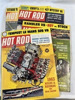 Vintage 1963d Hot Rod Magazine lot of 4 magazines