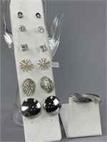 Sterling Silver Post Earrings and Dane Craft Pin