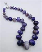 Amethyst Colored Agate Necklace Sterling Silver