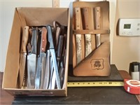 large lot of old kitchen & butchering knives