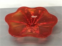 Blown Red Glass Plate