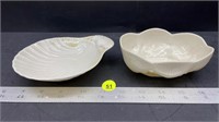 2 Belleek Shell Motif Dishes. (M100)