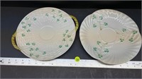 2 Belleek Shamrock Plates. (M100)