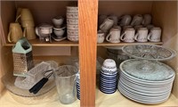 V - CUPBOARD OF MUGS,PLATES,GRATER ETC (K53)