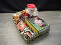 Box of Misc Christmas Figurines, Santa & Décor