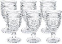 Kingrol 6 Pack Wine Glasses Goblets, 10 oz Vintage