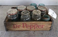 Vintage Dr Pepper Box & Glass Jars