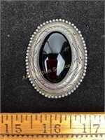 Mexican sterling brooch with black stone