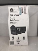 Plastic Post Mounted Mailbox, Black