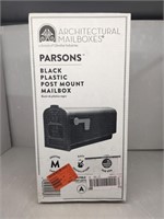 Plastic Post Mounted Mailbox, Black