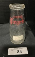 Advertising Wengert’s Dairy Glass Milk Bottle.