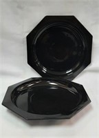 (2) Black Amethyst Octagonal 10.5" Plates