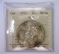 CANADA: 1935 Silver $1 George V ICCS MS64