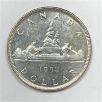 CANADA: 1952 Silver Dollar Voyageur Design AU+