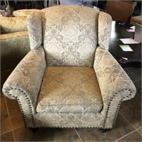 Upholstered Wingback Chair with Nailhead Trim