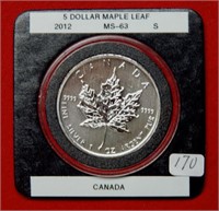 2012 Canada Silver $5 Maple Leaf