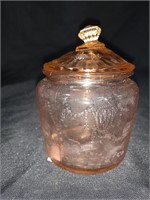 4 “ PINK GLASS JAR W/ LID