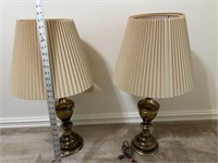 2 Heavy Brass(we think) Table Lamps w/ Shades