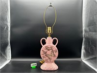 Vintage Pink Ceramic Lamp w/Butterfies