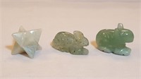 Natural Aquamarine 3 Piece Hand Carved Figurines