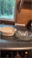 Corning ware casserole dish, Indiana eapg ruffled