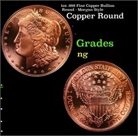 1oz .999 Fine Copper Bullion Round - Morgan Style