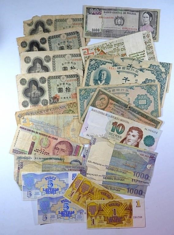 25 pc FOREIGN CURRENCY / PAPER MONEY