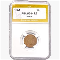 1864 Indian Head Cent PGA MS64 RB Bronze