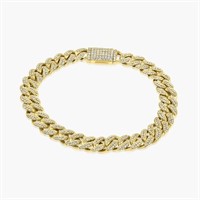 14K YELLOW GOLD 4.00CT DIAMOND CUBAN LINK BRACELET