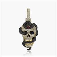 14K YELLOW GOLD 5.00CT DIAMOND SKULL PENDANT