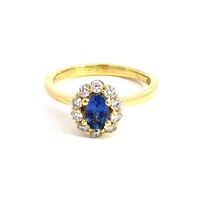 18K YELLOW GOLD 0.45CT DIAMOND 0.52CT SAPPHIRE RIN