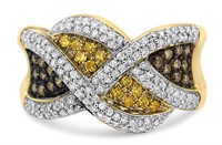 14k Gold .75ct Champagne & Yellow Diamond Ring