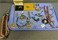 Tray Lot Costume Jewelry. Sterling Silver,