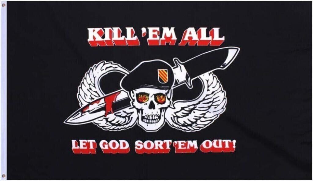 Qty of 3 - Kill Em All Let God Sort Em Out Flag M