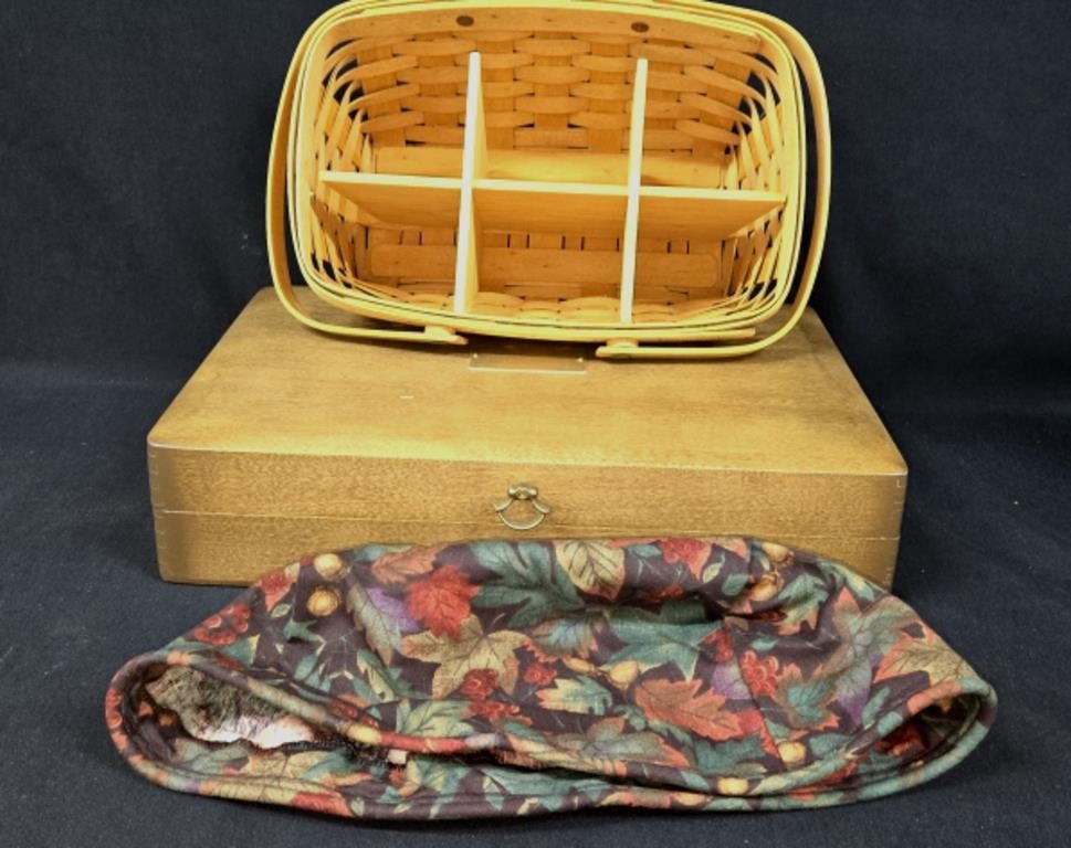 Wooden Flatware Case, Divided Basket + Basket